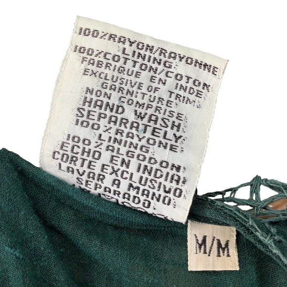 Vintage Dress Womens Small Green Crochet Top Pleated Skirt 90s Boho Grunge Midi - Picture 8 of 8